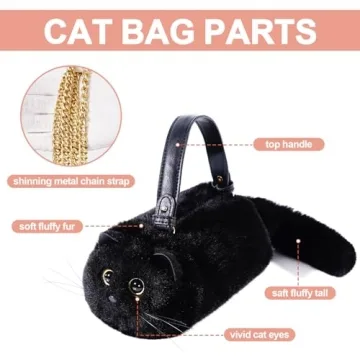Furry Cat Purse, Kitty Purse, Kitty Cat Bag, Cat Shaped Shoulder Handbag, for Women and for Girls