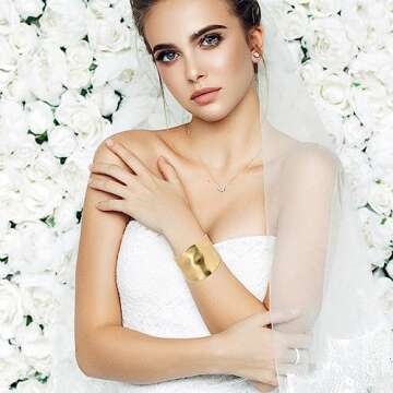 CASDAN 1 PCS Gold Cuff Bracelets for Women Trendy Wide Chunky Bangle Bracelets for Women Hinge Gold Plated Frosted Bracelets Fashion Irregular Wrist Cuff Wrap Bracelet