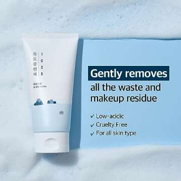 ROUND LAB 1025 Dokdo Cleanser 5.07 Fl Oz, Low pH Facial Cleanser for Sensitive Skin, Rich Soft Bubbles for Deep Cleansing and Makeup Removal, Hydrating Face Wash with Deep Sea Water, Korean Skin Care
