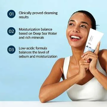 ROUND LAB 1025 Dokdo Cleanser 5.07 Fl Oz, Low pH Facial Cleanser for Sensitive Skin, Rich Soft Bubbles for Deep Cleansing and Makeup Removal, Hydrating Face Wash with Deep Sea Water, Korean Skin Care