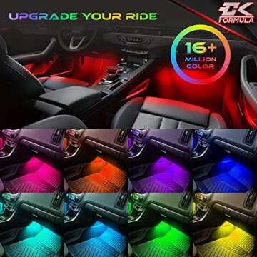 CK Formula Interior LED Lights for Cars, 16 Million RGB Colors, Car LED Lights Interior with App Control, Music Sync and DIY Mode, 12V DC Charger, Car Accessories, Car Decorations