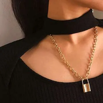 Chic CLASSYZINT Gold Lock Necklaces for Women