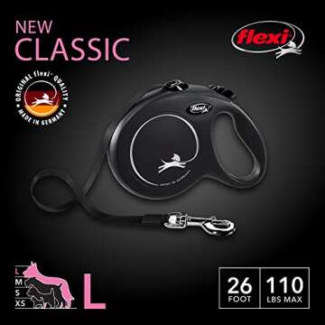 FLEXI New Classic Tape Retractable Dog Leash for Large Dogs Upto 110 lbs. – 26 ft., Black | Tangle...