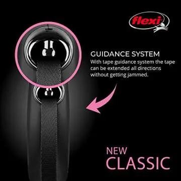 FLEXI New Classic Tape Retractable Dog Leash for Large Dogs Upto 110 lbs. – 26 ft., Black | Tangle Free Pet Walking Leash with One-Handed Brake, Pause, Lock|German Quality Product