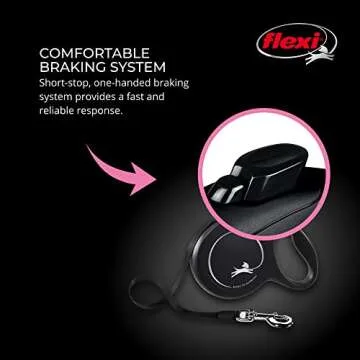 FLEXI New Classic Tape Retractable Dog Leash for Large Dogs Upto 110 lbs. – 26 ft., Black | Tangle Free Pet Walking Leash with One-Handed Brake, Pause, Lock|German Quality Product