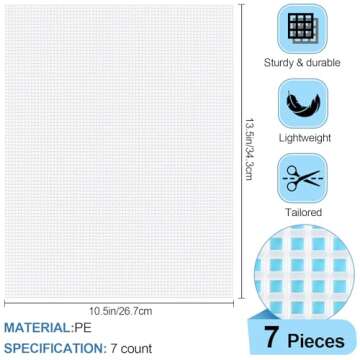 Phinus 7-Piece Plastic Canvas Sheets, 10.5" x 13.5", for Creative Crafting