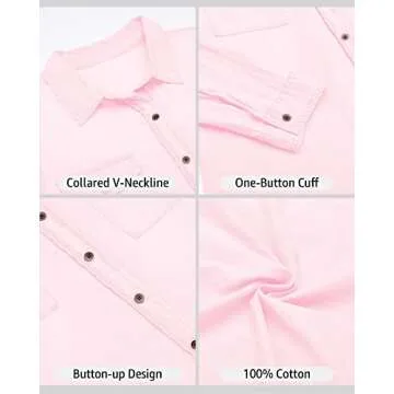 Luvamia Denim Shirt Women - Candy Pink Button Down Tops
