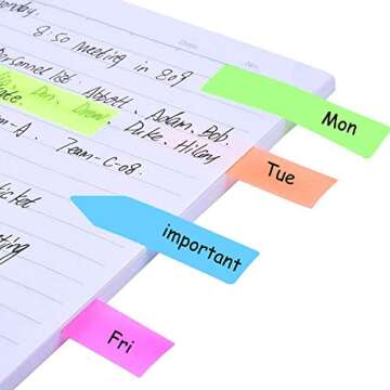 400 Pieces Transparent Sticky Index Tabs Neon Page Markers Book Tabs Flags Fluorescent Sticky Notes Highlighter Strips Page Labels for Books, Documents, Paper, Notebooks (4 Sets 5 Colors)