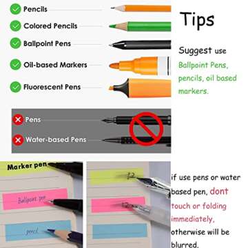 400 Pieces Transparent Sticky Index Tabs Neon Page Markers Book Tabs Flags Fluorescent Sticky Notes Highlighter Strips Page Labels for Books, Documents, Paper, Notebooks (4 Sets 5 Colors)