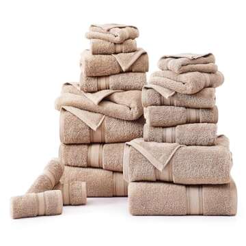 LANE LINEN 18-Piece Bath Towel Set - 100% Cotton, Super Absorbent Hotel Quality Bathroom Towels, Inc...