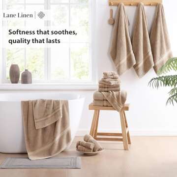 LANE LINEN 18-Piece Luxury Bath Towel Set - Taupe