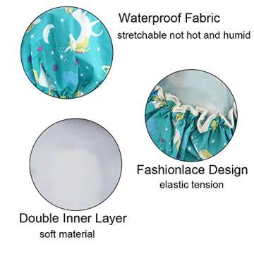 Stylish Waterproof Shower Caps for Women - 3 Pack