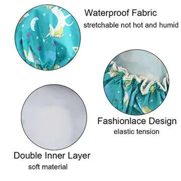 Stylish Waterproof Shower Caps for Women - 3 Pack