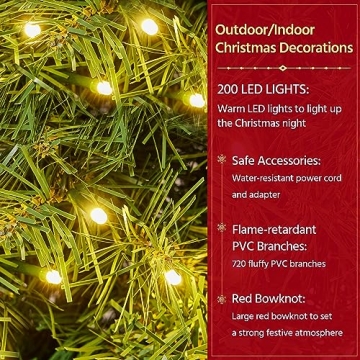 Yaheetech 48in Pre-lit Christmas Wreath with 200 Lights