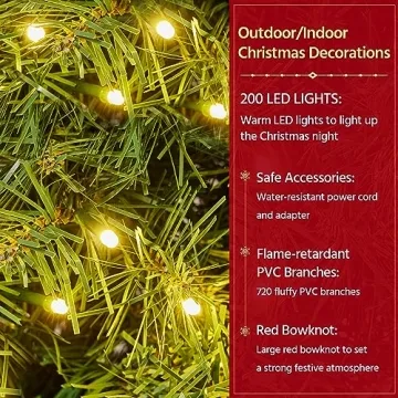 Yaheetech 48in Pre-lit Christmas Wreath with 200 Lights