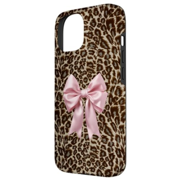 Stylish iPhone 15 Leopard Bow Case for Protection