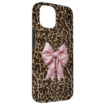 Stylish iPhone 15 Leopard Bow Case for Protection