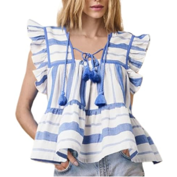 Women Boho Tie Front Peplum Top Floral Print Flowy Fringe Shirt Square Neck Ruffle Tank Top Going Ou...