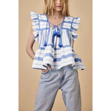 Women Boho Tie Front Peplum Top Floral Print Ruffle Shirt