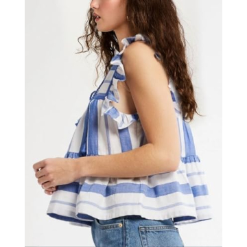 Women Boho Tie Front Peplum Top Floral Print Ruffle Shirt