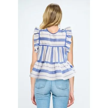 Women Boho Tie Front Peplum Top Floral Print Ruffle Shirt