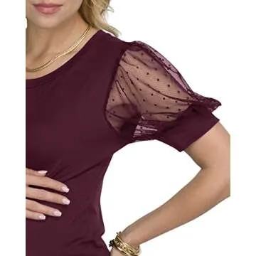 Short-Sleeve Maternity Work & Casual Top - Maternity Office Wear - Scoop Neck Maternity Blouse Shirt...