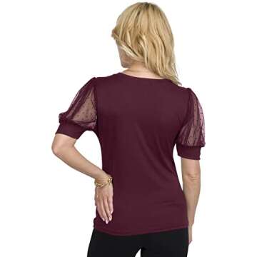 Short-Sleeve Maternity Work & Casual Top - Maternity Office Wear - Scoop Neck Maternity Blouse Shirt for Women