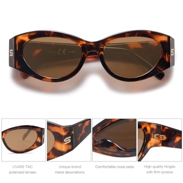 SOJOS Trendy Cat Eye Polarized Sunglasses for Women