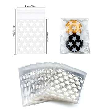 FAZHBARY 100 PCS Star Clear Cellophane Bags - Treat, Candy, Goodie, Cookie Favor Bags for Packing Fa...