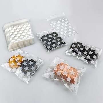 FAZHBARY 100 PCS Star Clear Cellophane Bags - Treat, Candy, Goodie, Cookie Favor Bags for Packing Favor Supplies