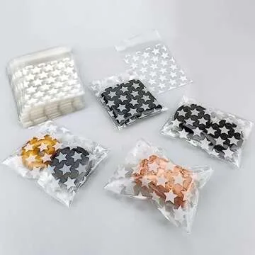 FAZHBARY 100 PCS Star Clear Cellophane Bags - Treat, Candy, Goodie, Cookie Favor Bags for Packing Favor Supplies