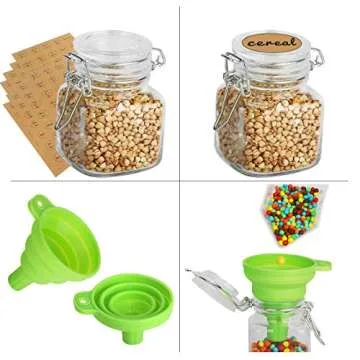 KAMOTA Glass Jars With Lids, 30 pack of 3.5 oz small glass jars for storage spice herbal condiments with leak-proof rubber gaskets and airtight hinged lids, 280 labels and 2 silicone funnels…