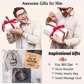 UNGENT THEM Gifts Men,You're Awesome Bracelet,Inspirational Thank You Appreciation Birthday Christmas Gifts Him Male Friend Coworker Boss Guy Teacher,Best Cool Unique Gift Men Who Want Nothing black