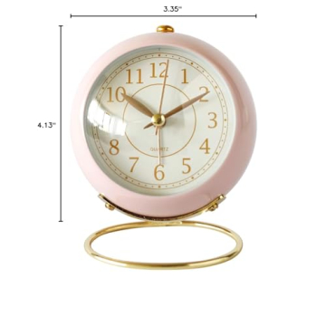 Elegant SHISEDECO Small Non-Ticking Alarm Clock for Chic Decor