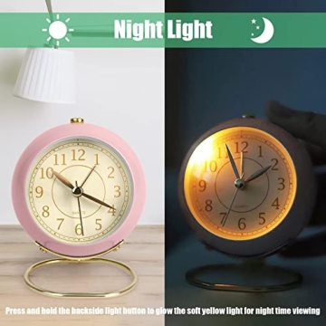 Elegant SHISEDECO Small Non-Ticking Alarm Clock for Chic Decor