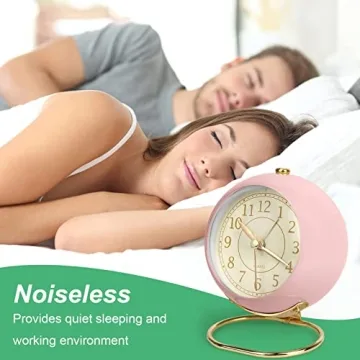 Elegant SHISEDECO Small Non-Ticking Alarm Clock for Chic Decor