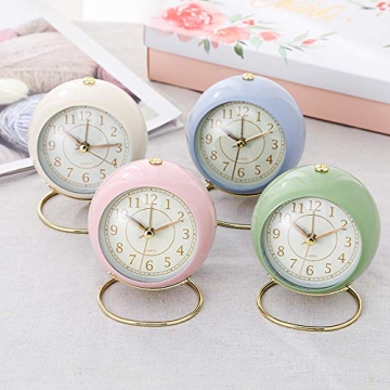 Elegant SHISEDECO Small Non-Ticking Alarm Clock for Chic Decor