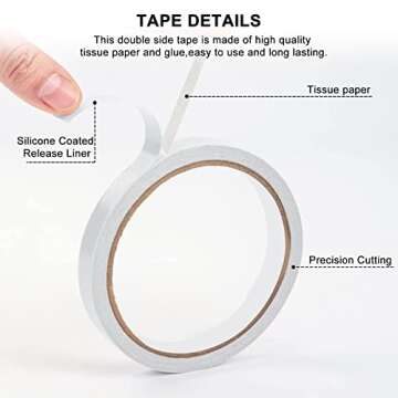 Rouceyxin Double-Sided Tape for Crafts, 8 Rolls Double Side Adhesive Tape for Arts, Card Making, Scr...