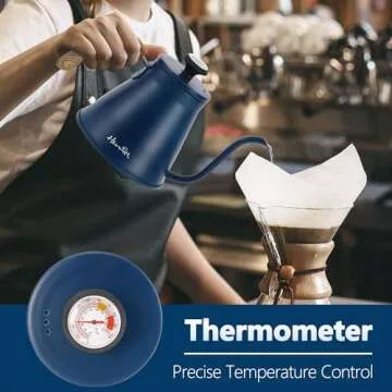 Gooseneck Kettle, Harriet 37oz Pour Over Kettle with Thermometer, Coffee kettle for Stovetop, Stainless Steel Kettle with 3-Layer Base, Anti-Hot Handle, for Drip Coffee & Tea