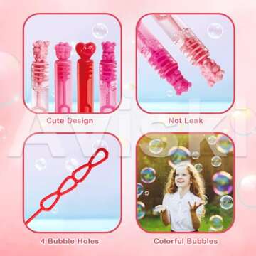 24PCS Valentines Day Bubble Wands for Kids' Parties