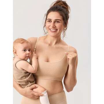 MOMANDA Nursing Bras Ribbed Seamless Supportive Sports Bra