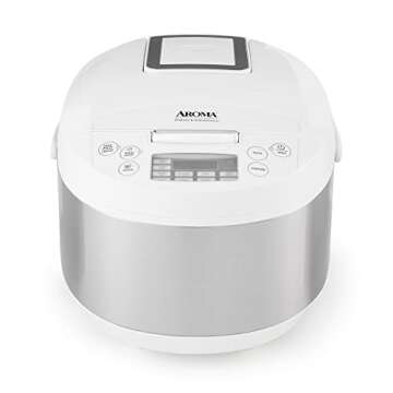 Aroma Housewares ARC-6206C Professional Digital Rice Cooker & Multicooker with Ceramic Inner Pot, Steam Basket Included, 12-Cup cooked / 4Qt, White