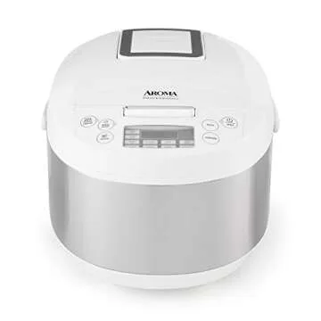 Aroma Housewares ARC-6206C Professional Digital Rice Cooker & Multicooker with Ceramic Inner Pot, Steam Basket Included, 12-Cup cooked / 4Qt, White