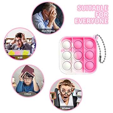 Antyd 52 Pcs Mini Push pop Keychain Bubble Squeeze Sensory Fidget Toys, Anxiety Stress Reliever Hand Toys,Party Favors Supplies Idea Gifts for Kids Adults…