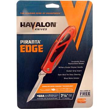 Havalon Piranta-Edge with Orange Handle with 12 Additional Crazy Sharp Blades (Piranta-Edge Orange/Dark Orange)