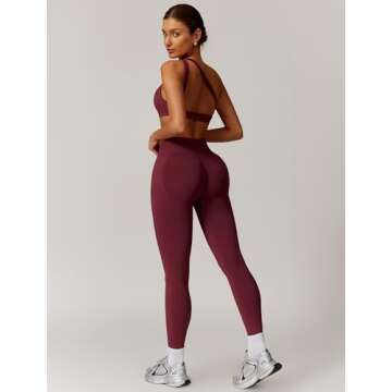 ABOCIW Workout Sets for Women 2 Piece Seamless High Waist Scrunch Butt Lifting Gym Leggings Cutout O...