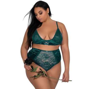 Ella Lust Plus Size Crushed Velvet Lingerie Set