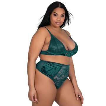 Ella Lust Plus Size Crushed Velvet Lingerie Set