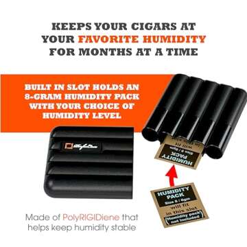 Perfec - PerfecCase 5-Finger Cigar Humidifier Case, Virtually Airtight Cigar Case