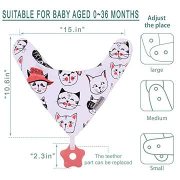 vuminbox Baby Bandana Drool Bibs 6-Pack and Teething Toys 6-Pack Made with 100% Organic Cotton, Absorbent and Soft Unisex (Multicolor)
